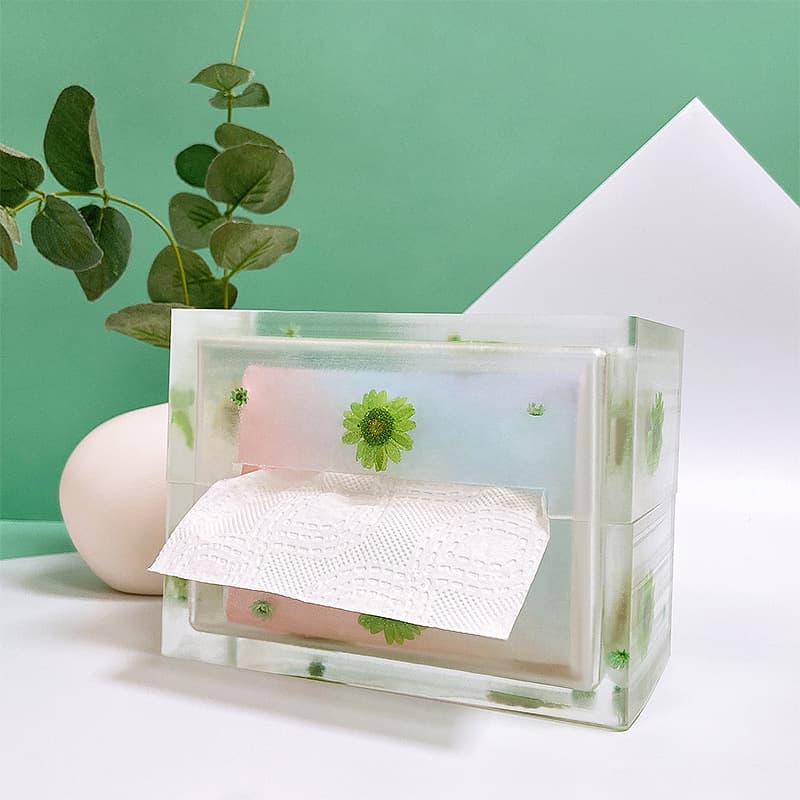 Caifu DIY Crystal Resin Tissue Box Mold Car Tissue Box Desktop Napkin Holder Storage Box Silicone