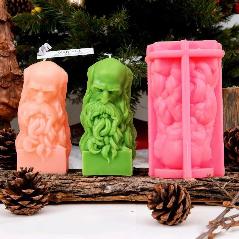 European Style Bearded Old Man Statue Candle Silicone Mold DIY Cement Plaster Figurine Decoration Epoxy Resin Mold