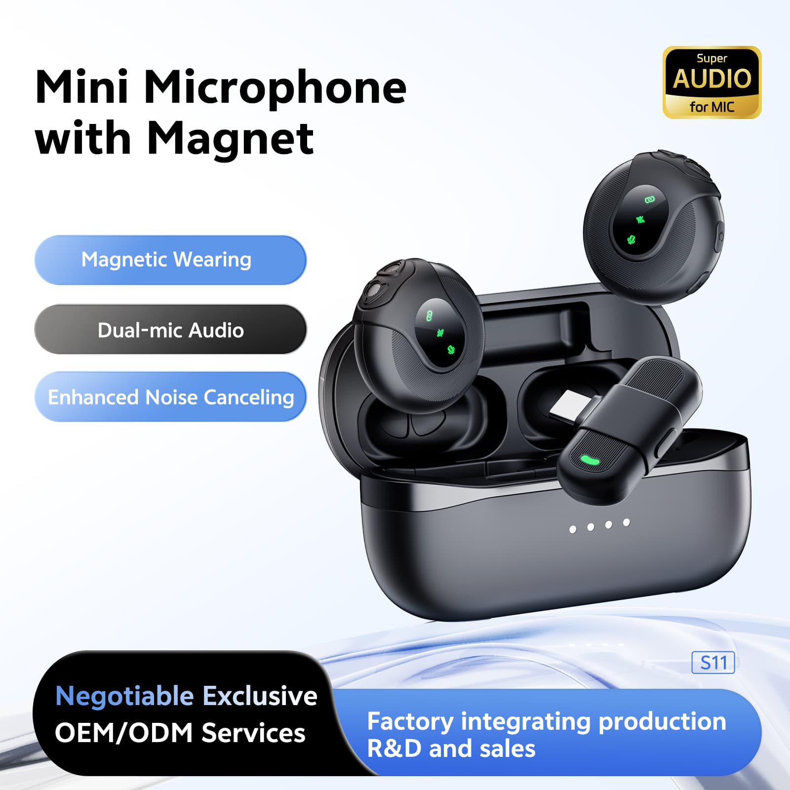 S11 Long Battery Life Wireless Collar Microphone DSP