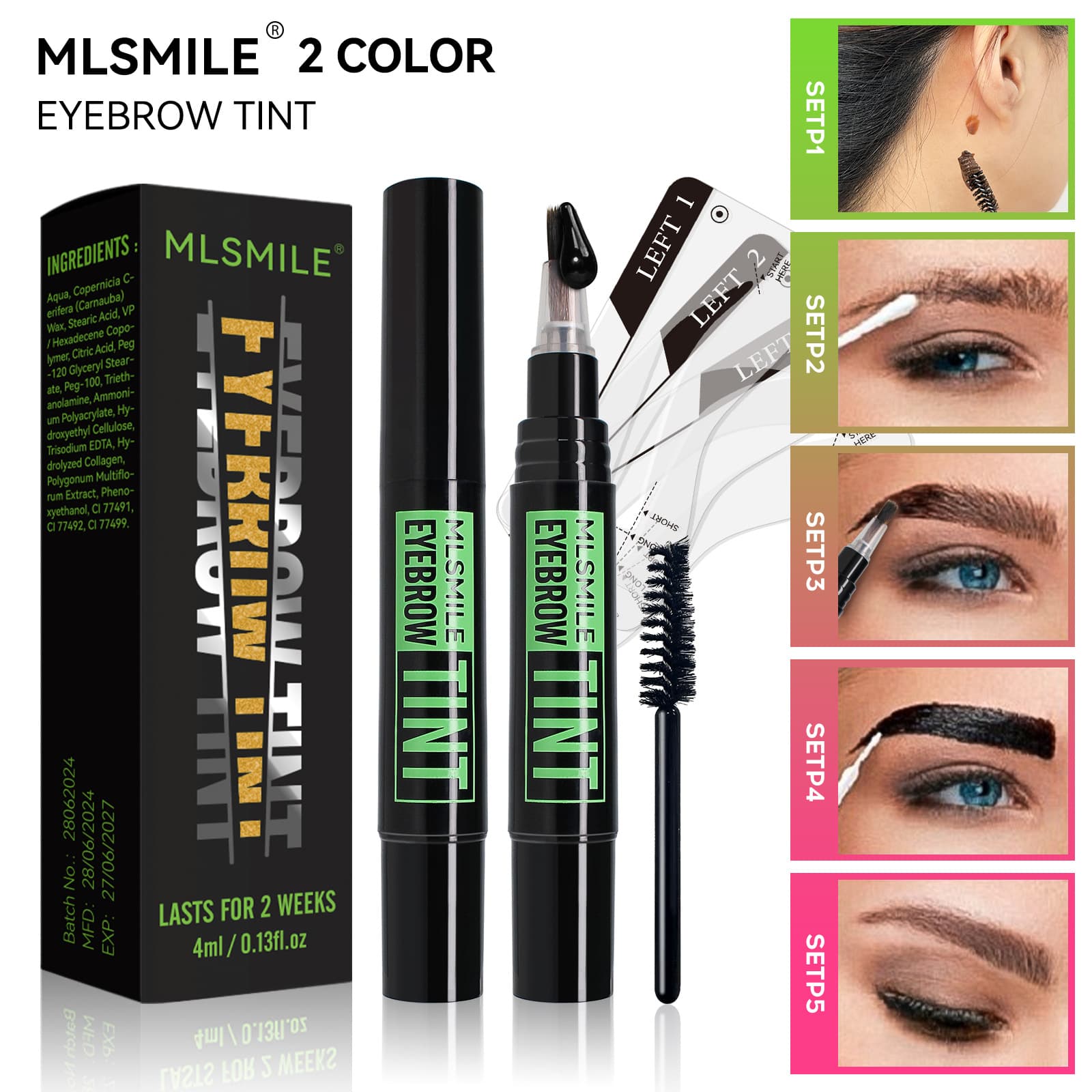 MLSMILE cross-border makeup eyebrow dye waterproof non-smudged eyebrow brush eyebrow brush rotating liquid eyebrow cream