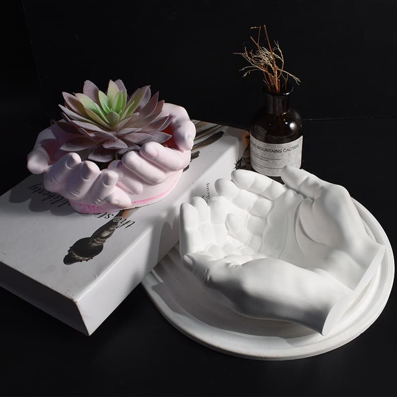 Plaster Two Hands Storage Box Mold, Cupped Hands Succulent Planter, Hands Together Candle Cup, Jewelry Storage Silicone Mold