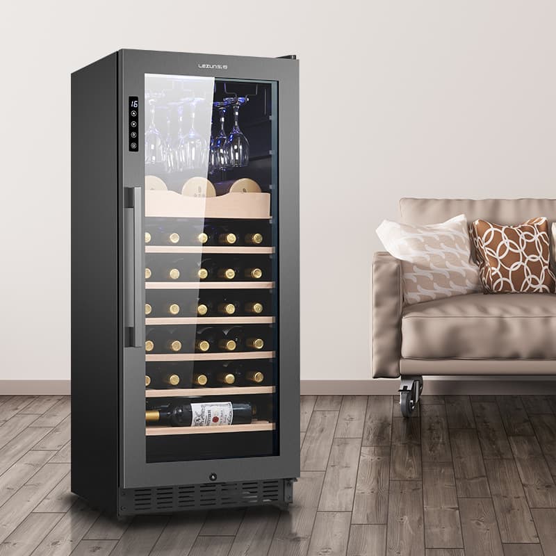 Stainless Steel Titanium Plated Wine Cabinet Storage Cold Drink Ice Bar Household Built-in Living Room Wine Cabinet Constant Temperature Red Wine Cabinet Wholesale