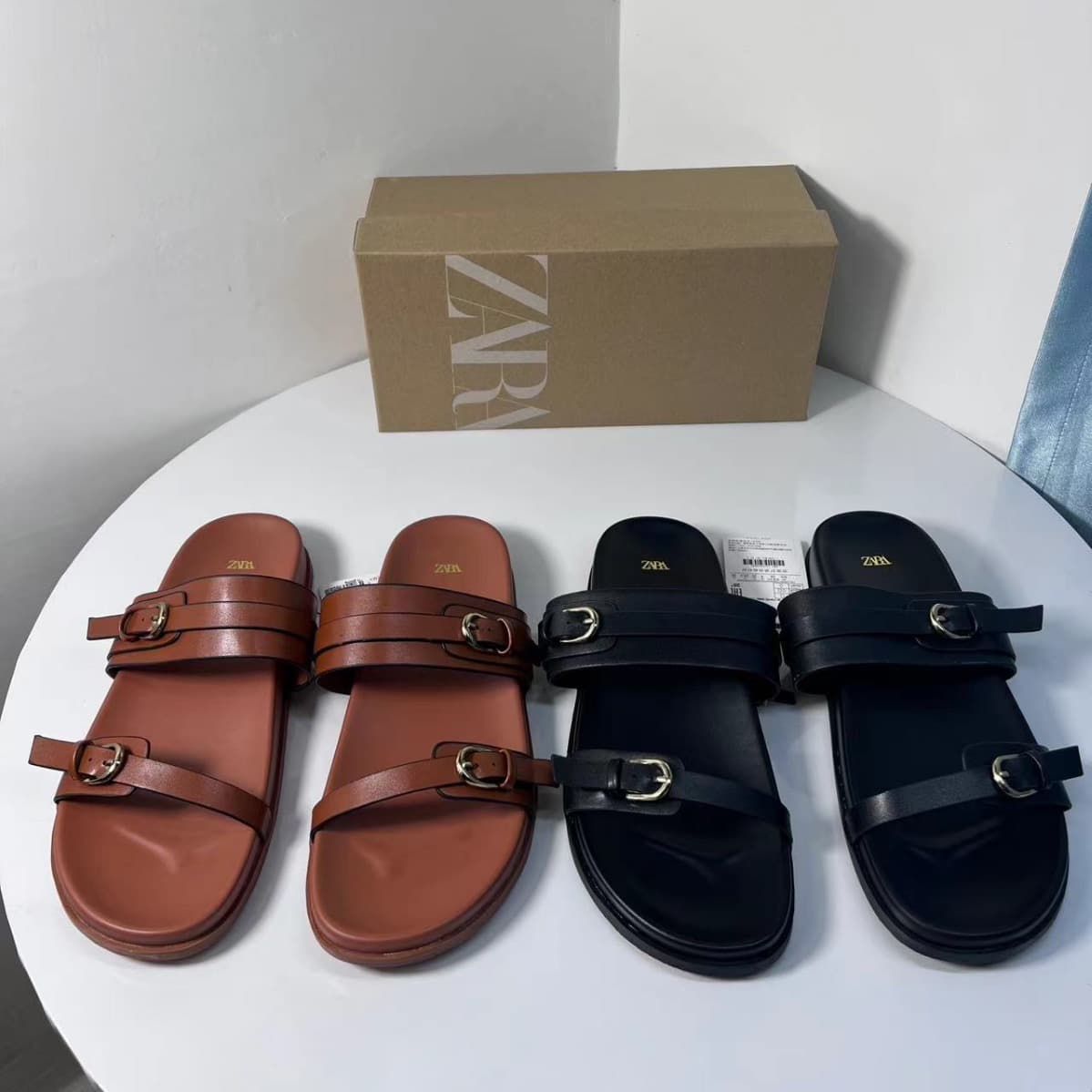 ZA New Round Toe One-Strap Roman Buckle Thick Sole Casual Sandals Slippers Outdoor Beach Open Toe Sandals for Women