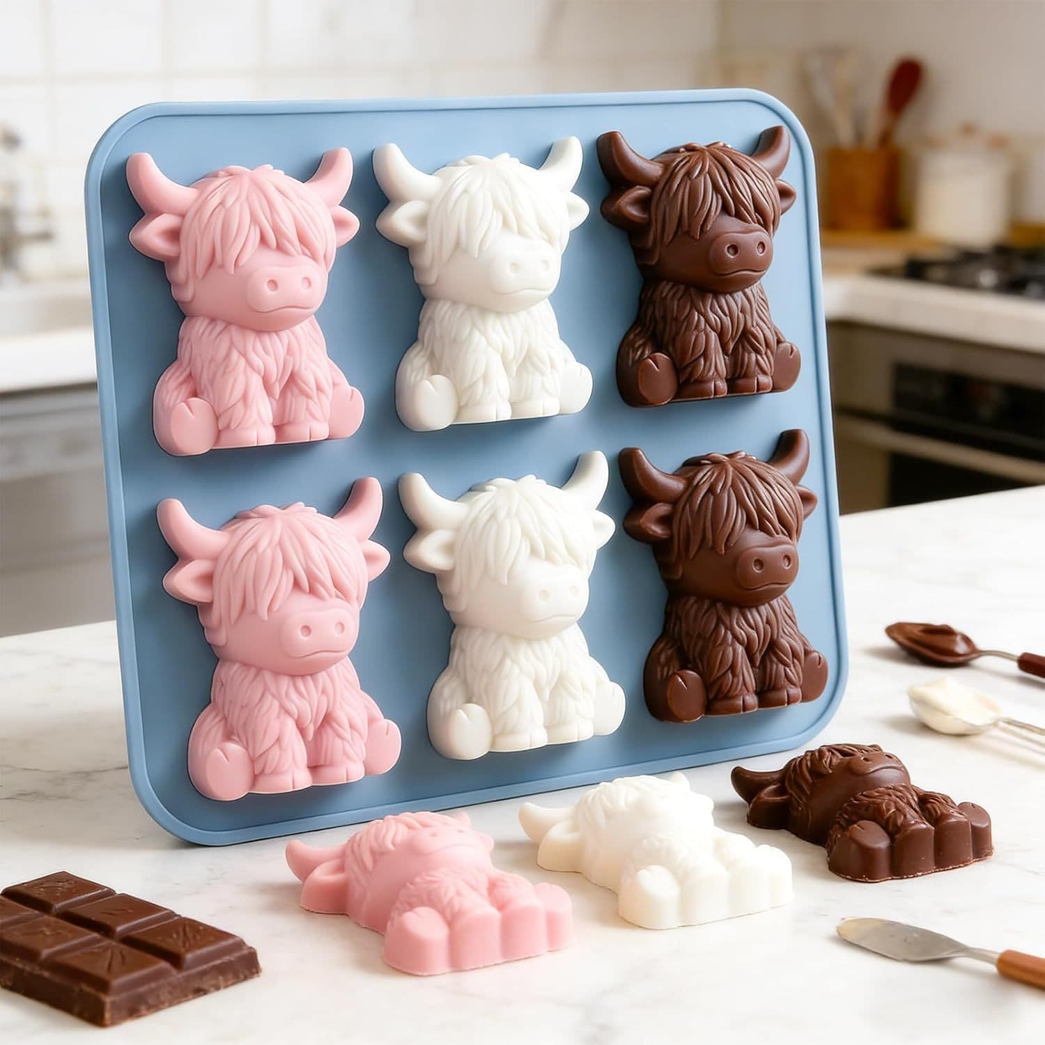 New Cross-Border Silicone Ice Cube Mold, Food-Grade Silicone Mini Highland Cow Ice Tray Mold