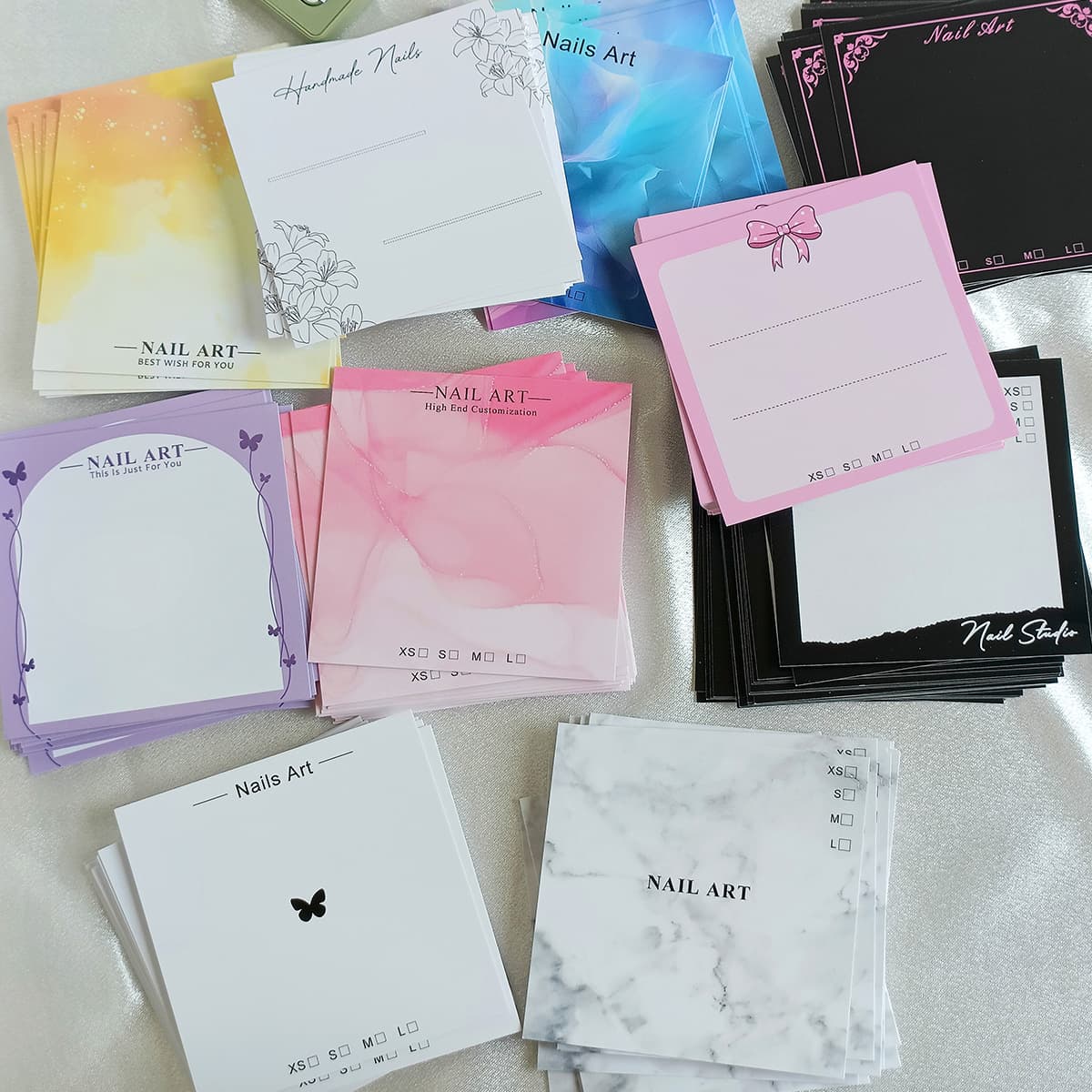 Ready-stock wearable nail paper card, handmade nail art card, matching suspended box packaging, nail art sample card, nail storage card
