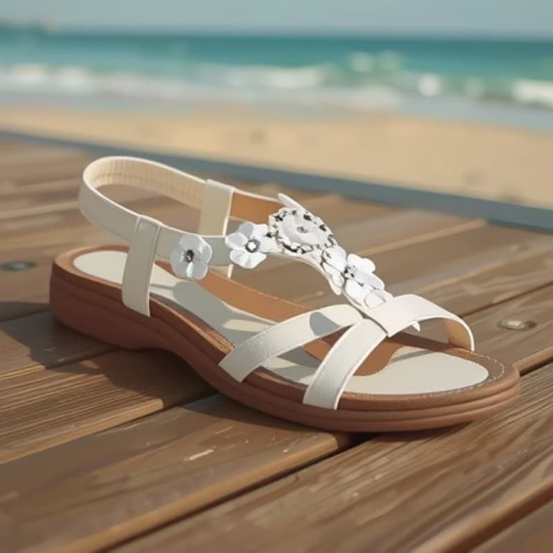 2025 YASIRUN New Bohemian Cross-Border Sandals for Women Summer, Rhinestone Evening Breeze Flat Round Toe Flip-Flop Open-Toe Sandals