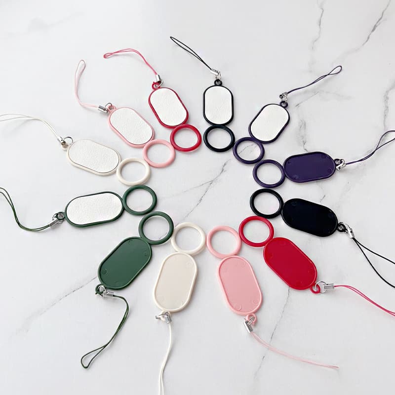 New Lambskin Label Lanyard with Leather Patch, Colorful Nylon Rope for Phone, Camera, Key Hanger