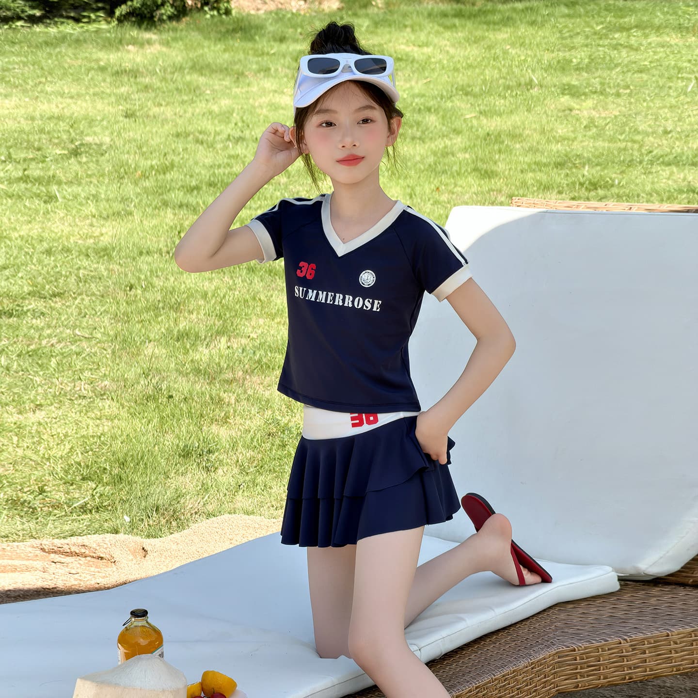 Girls' Swimwear Summer 2026 New Style Children's Two-Piece Swimsuit High-Value Halter Neck Skirt-Style Swimwear for Older Children