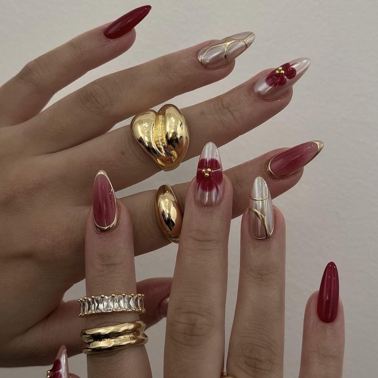 Export Style Wearable Nails Waterdrop Nails Handmade 3D Gilded Pearlescent Small Flower Fake Nail Tips Removable