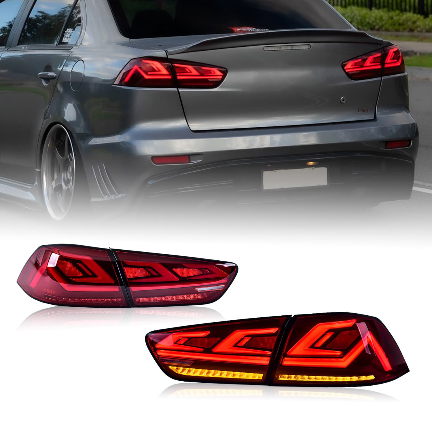 HCMOTIONZ RGB Running Light Tail Light Assembly for Mitsubishi Lancer 08-18 Model Modification