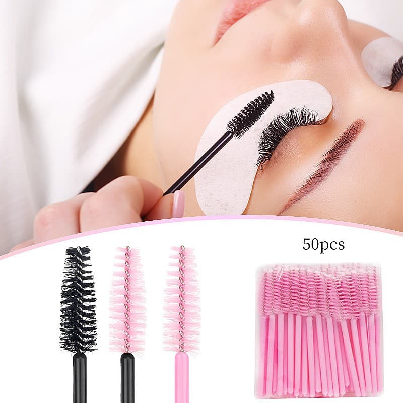 Disposable short-bar mascara brushes 50 pieces/pack Portable short eyebrow brush special cosmetic brush tools for eyelashes wholesale