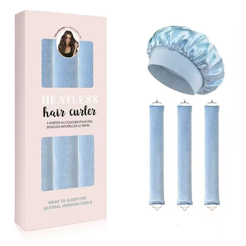 New Cross-Border Hair Curling Tool Shower Cap Style Amazon Hot Selling Rubber No-Heat Curling Rod Hair Styler Non-Damaging
