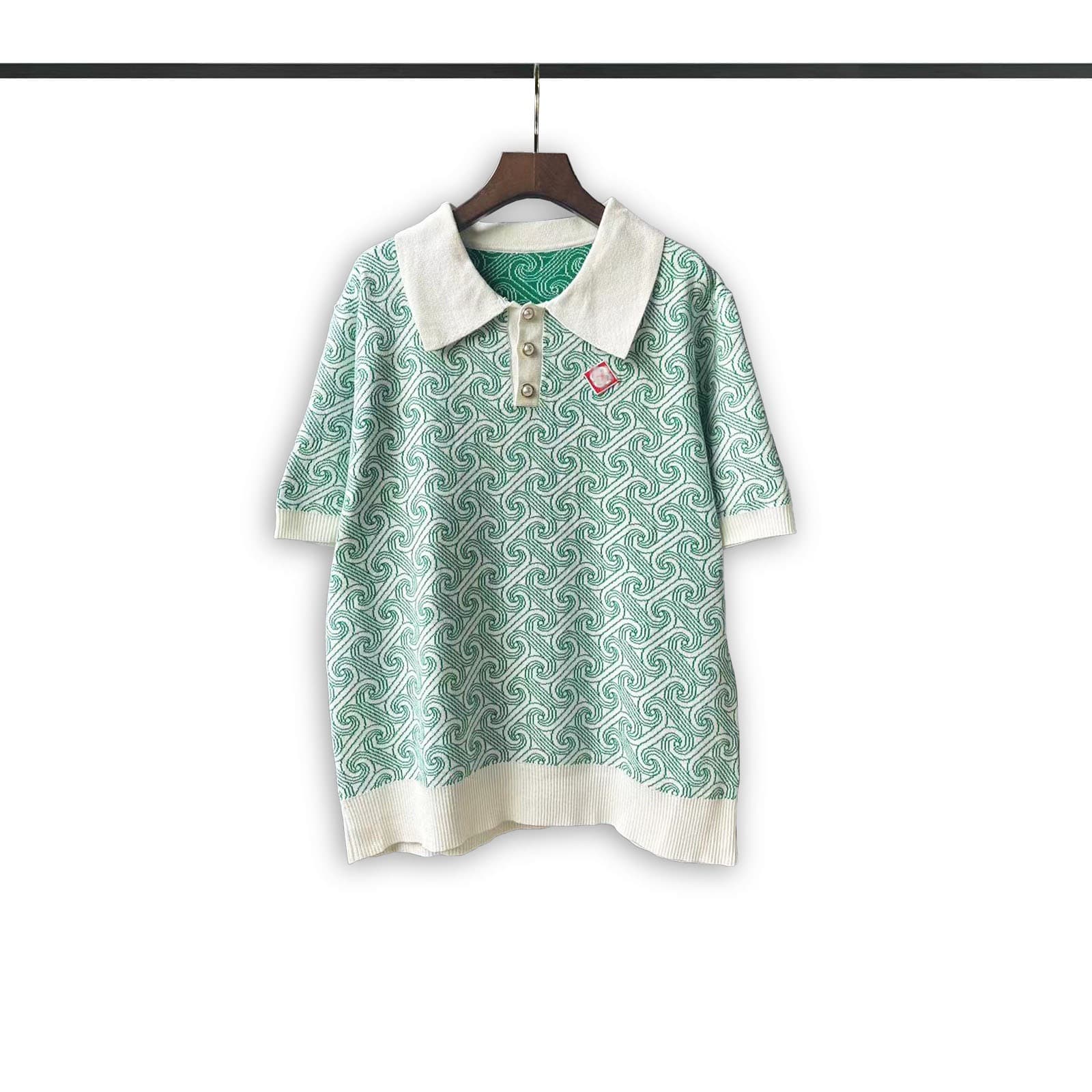 Source manufacturer trendy brand CA summer sweater knitted sweater round neck sweater loose men's and women's short-sleeved jacquard cross-border