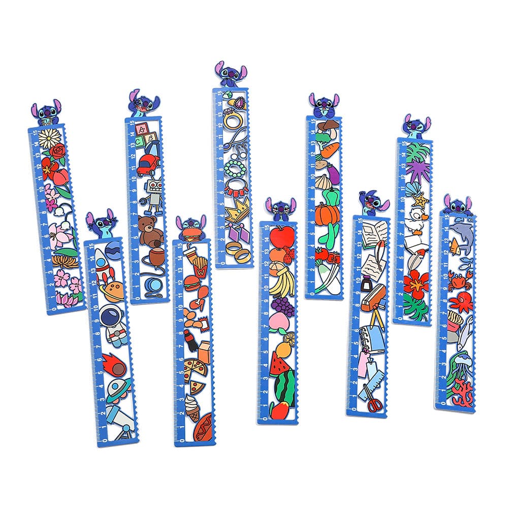 Creative Stitch Ruler Bookmark Cute Stitch Colorful Cartoon Metal Bookmark Student Stationery Small Ruler