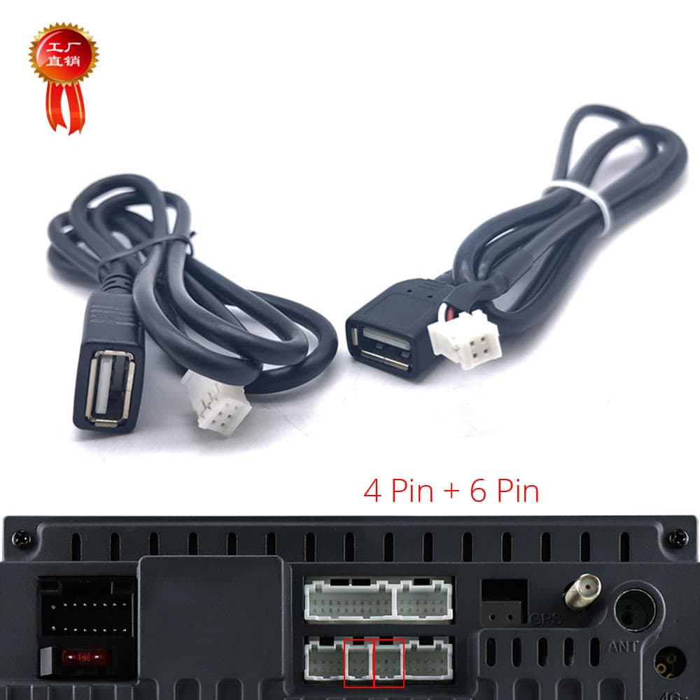 Car Android Large Screen Navigation USB Cable Flash Drive Data Cable 4P/6P Pinhole Plug Dash Cam Connection Cable
