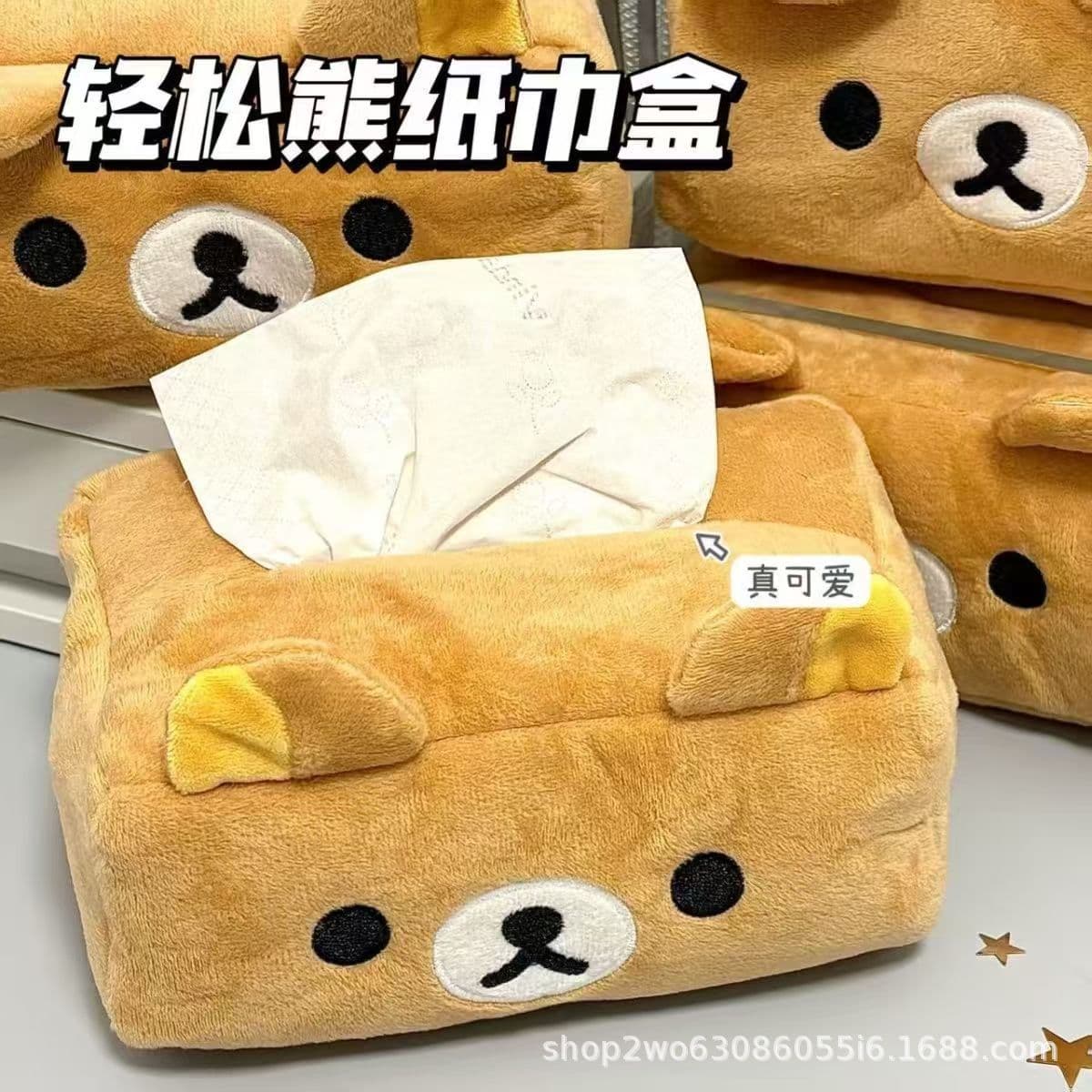 Cute Cartoon Relax Bear Plush Tissue Box for Home Living Room Bathroom Car Creative Napkin Dispenser
