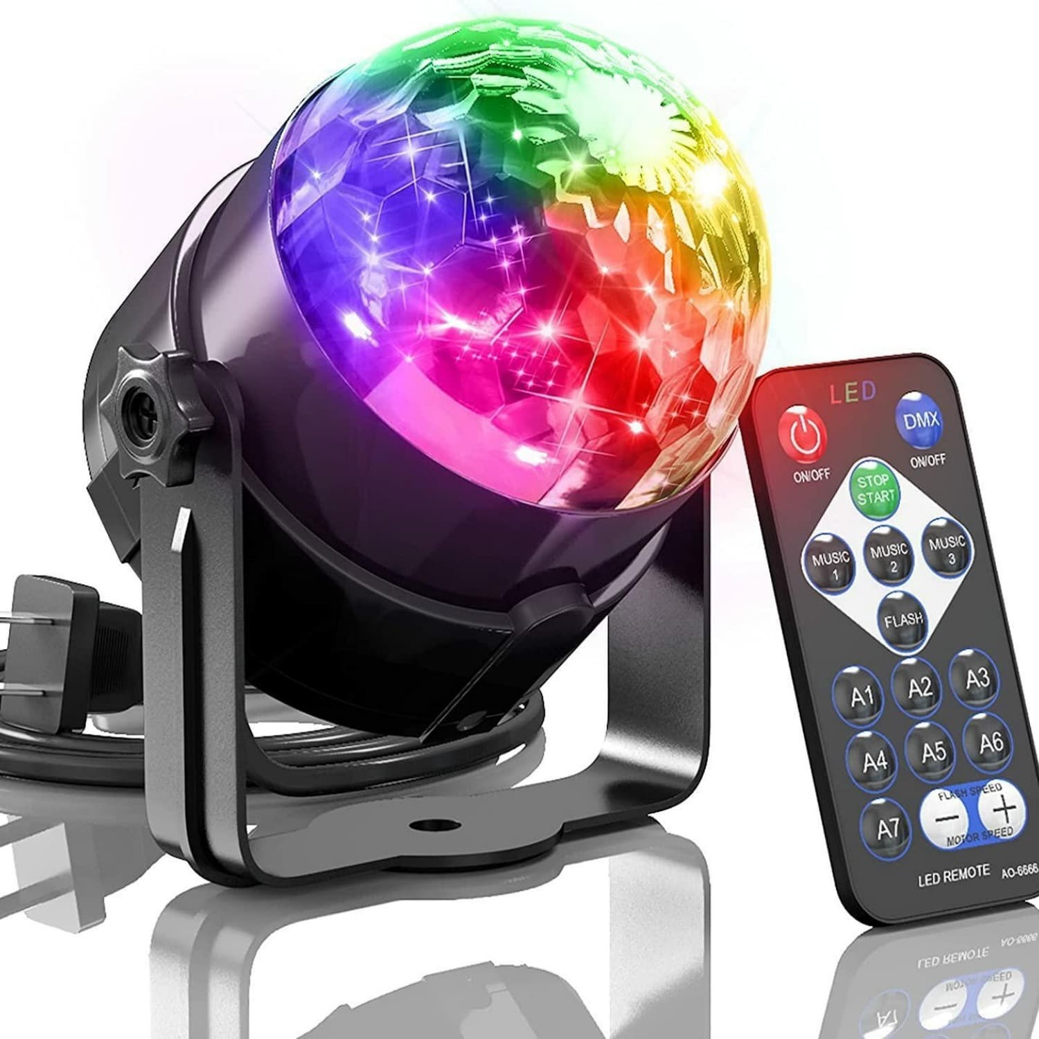 Remote Control Magic Ball LED Mini Crystal DJ Stage Starry Sky Projection Lamp, Colorful Rotating Atmosphere Laser KTV Light