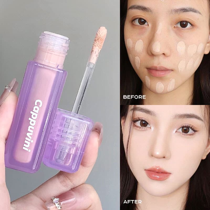 Cappuvini Small Purple Tube Concealer Liquid - Cover Acne Scars and Dark Circles, Domestic Cosmetics, Student Concealer, Makeup
