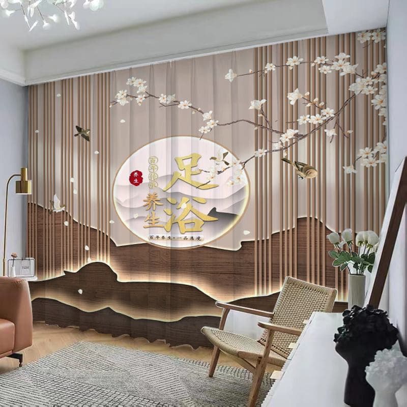 Traditional Chinese Medicine Health Curtain, Beauty Salon Partition Curtain, Foot Massage & Wellness Center Curtain, TCM Clinic Partition Curtain