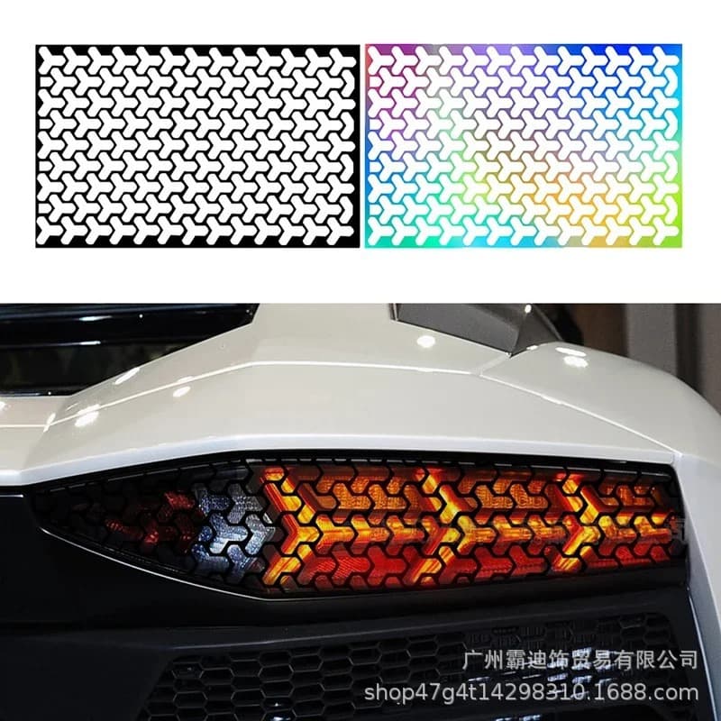 Cross-Border New Car Taillight Hexagon Stickers Car Light Decoration Creative Stickers Car Lamp Shade Stickers Universal Lamp Film