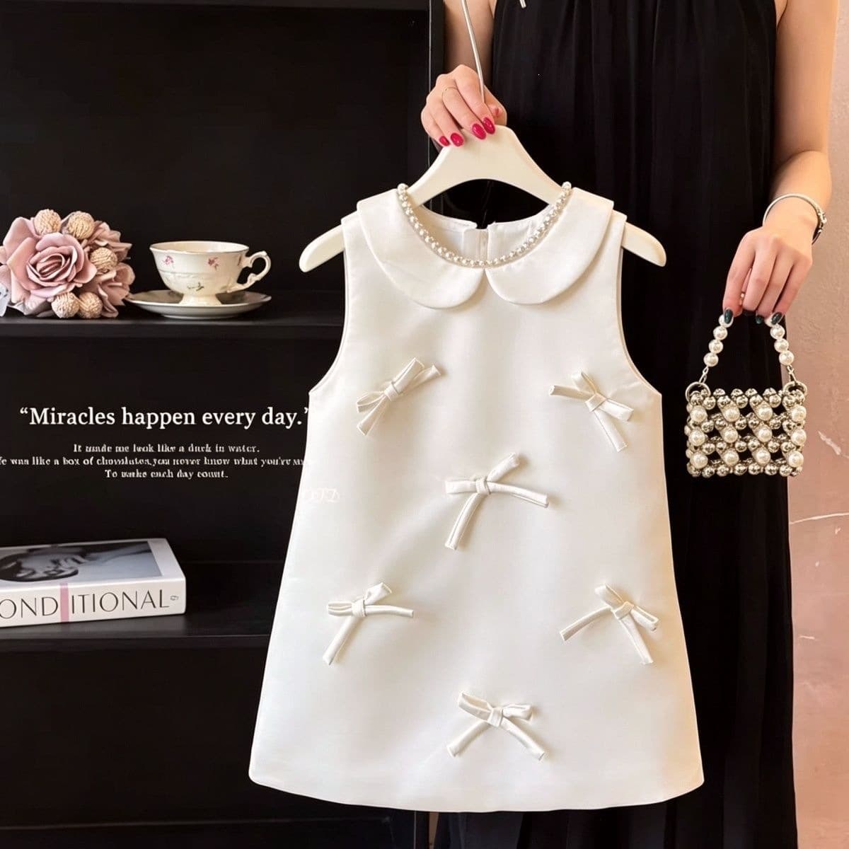 Girls Summer Dress Baby Birthday One-Year-Old Gown Children White Elegant Bow Princess Dress