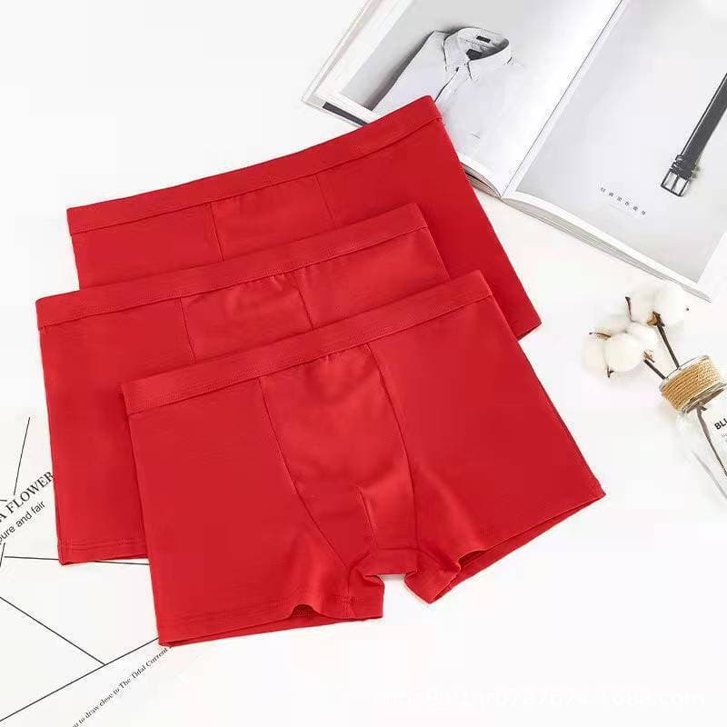 Men's Pure Cotton Comfortable Breathable Boxer Shorts Large Size Red Wedding Boxer Shorts Wholesale Underwear From China