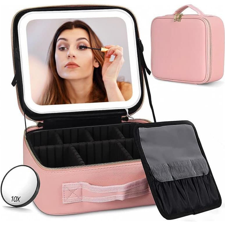 Cross-border TikTok Hot-Selling Makeup Set with Mirror and Light, Travel Makeup Bag, Storage Organizer, Portable Storage Case