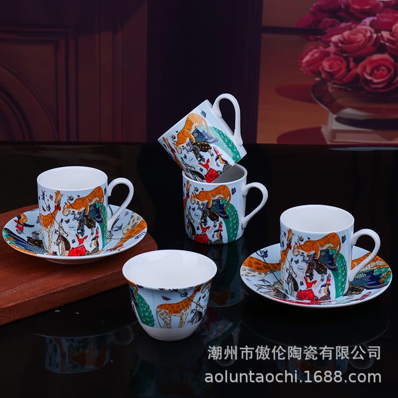 European style high-looking creative dream circus Turkish six small tea cups home light luxury exquisite coffee cup gift box