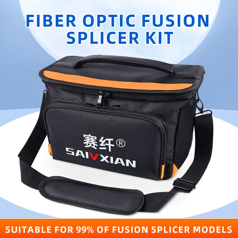 Fiber Optic Cold Splicing Tool Kit with Red Light Pen, Optical Power Meter, Cleaver, Tool Set Storage Bag, Portable Canvas Bag