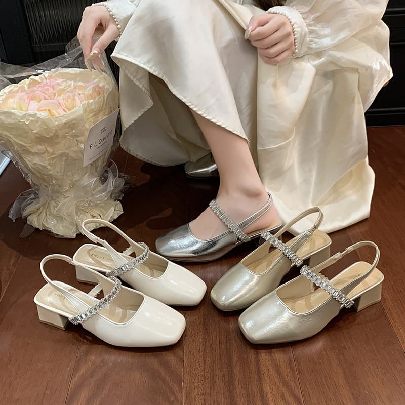 French evening style Baotou sandals for women 2025 new summer with skirt high heels thick heel Mary Jane shoes