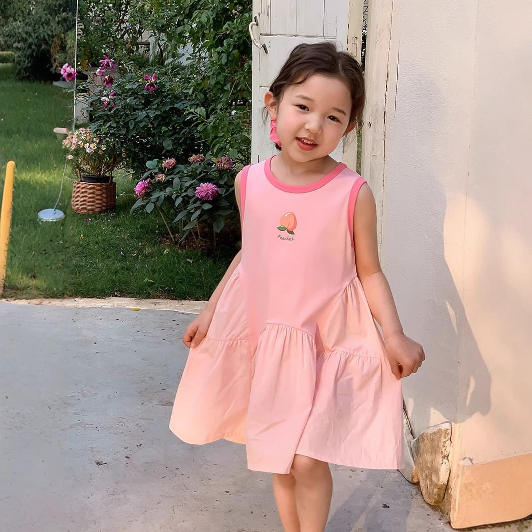 Girls Summer Sleeveless Dress 2026 New Style Korean Fashion Bow White Vest Dress Cotton Skirt