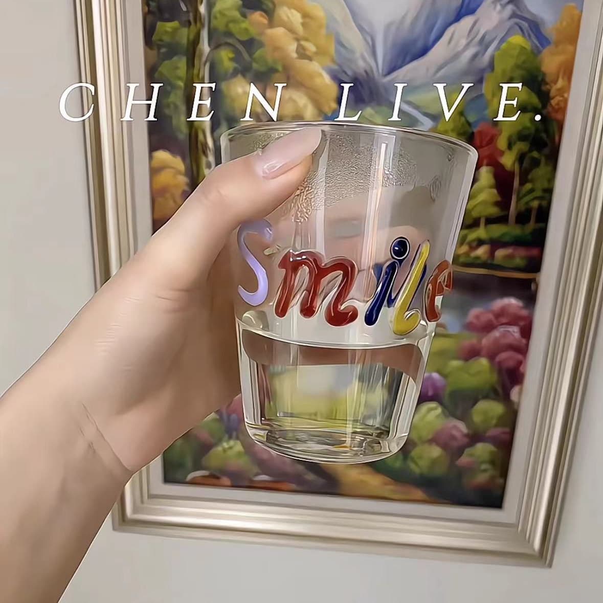 New Handmade Colorful Letter Glass Cup Birthday Gift Water Cup Smiley Face Large Capacity Couple Milk Cup Others