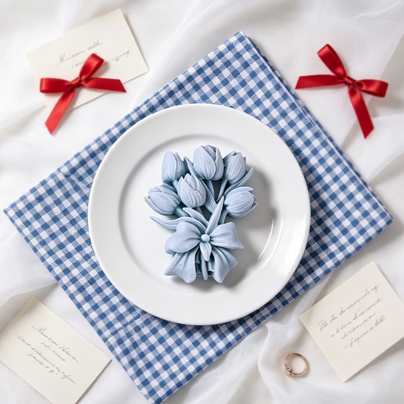 Bow Tulip Bouquet Silicone Mold for Aromatherapy Plaster Hanging Sign, Candle, Handmade Soap, Cake Fondant Mold