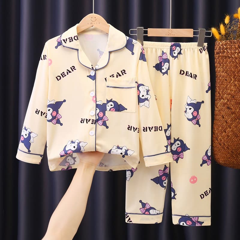 Girls' Pajamas Autumn Long Sleeve Breathable Big Children's Girls Cute Princess Style Children's Home Clothes Set