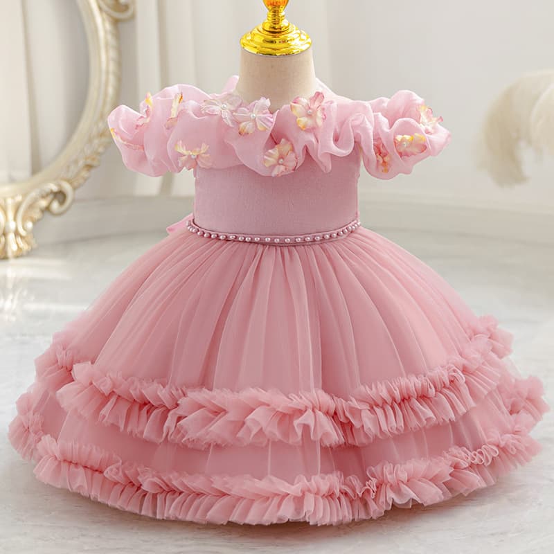 Spot new flower cake princess dress children's dress baby girl first year party dress baby dress