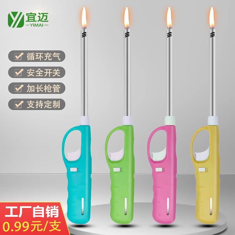 Single piece wholesale new extended kitchen lighter household igniter outdoor barbecue lighter torch open flame ignition gun