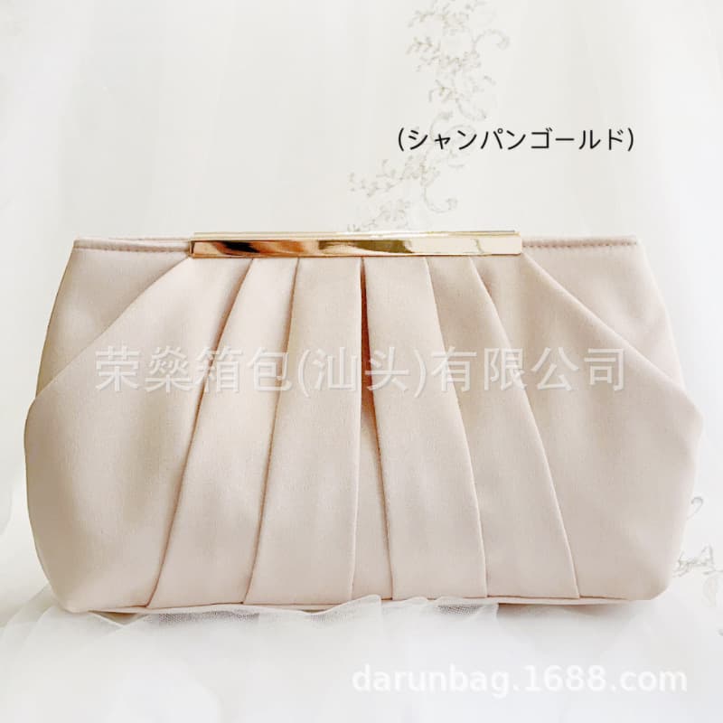Factory Direct Sales Cross-Border Japanese Style European and American Pleated Banquet Bag Dress Bag Clutch Bag Handbag Evening Bag Party Bag