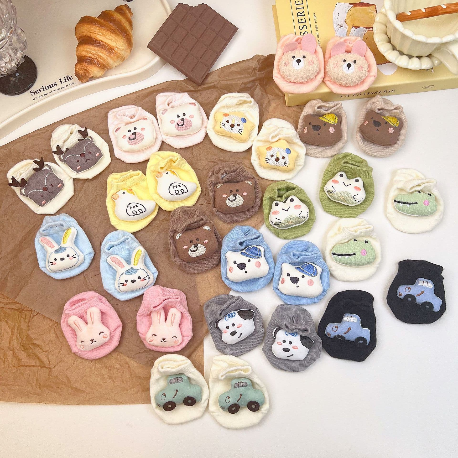 Newborn Infant Ins Style Boat Socks Invisible Low-Cut Baby Cotton Socks Dot Glue 3D Cartoon Doll Cotton Sock Covers