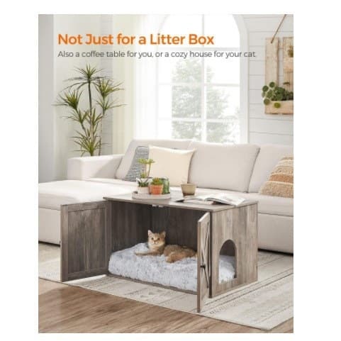 Semi-Enclosed Cat Litter Box Odor-Proof Cat Tree Indoor Wooden Cabinet Cat Bed Cat Food Storage Shelf Pet Coffee Table Furniture Litter Box