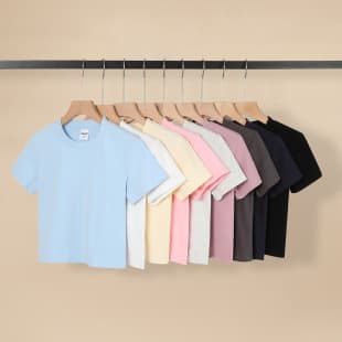 230g women's cropped crew neck short sleeve, 92% combed cotton spandex fitted casual women's cropped T-shirt