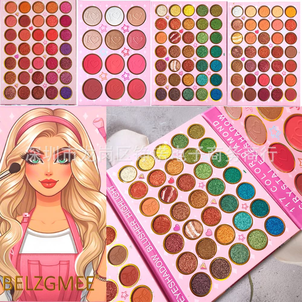 117-Color Oversized Full Eyeshadow Palette Stage Makeup Multicolor Shimmer Matte Blush Highlighter Contour for Makeup Artists