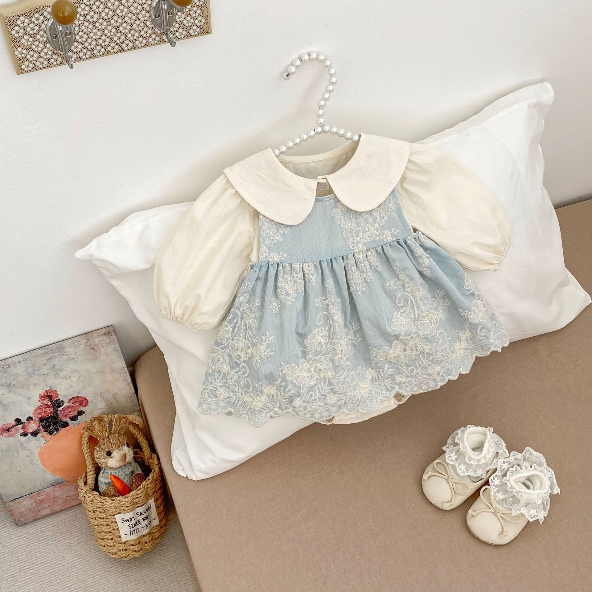 Autumn new baby girl clothes vest skirt doll collar children's princess harem sweet outing clothes