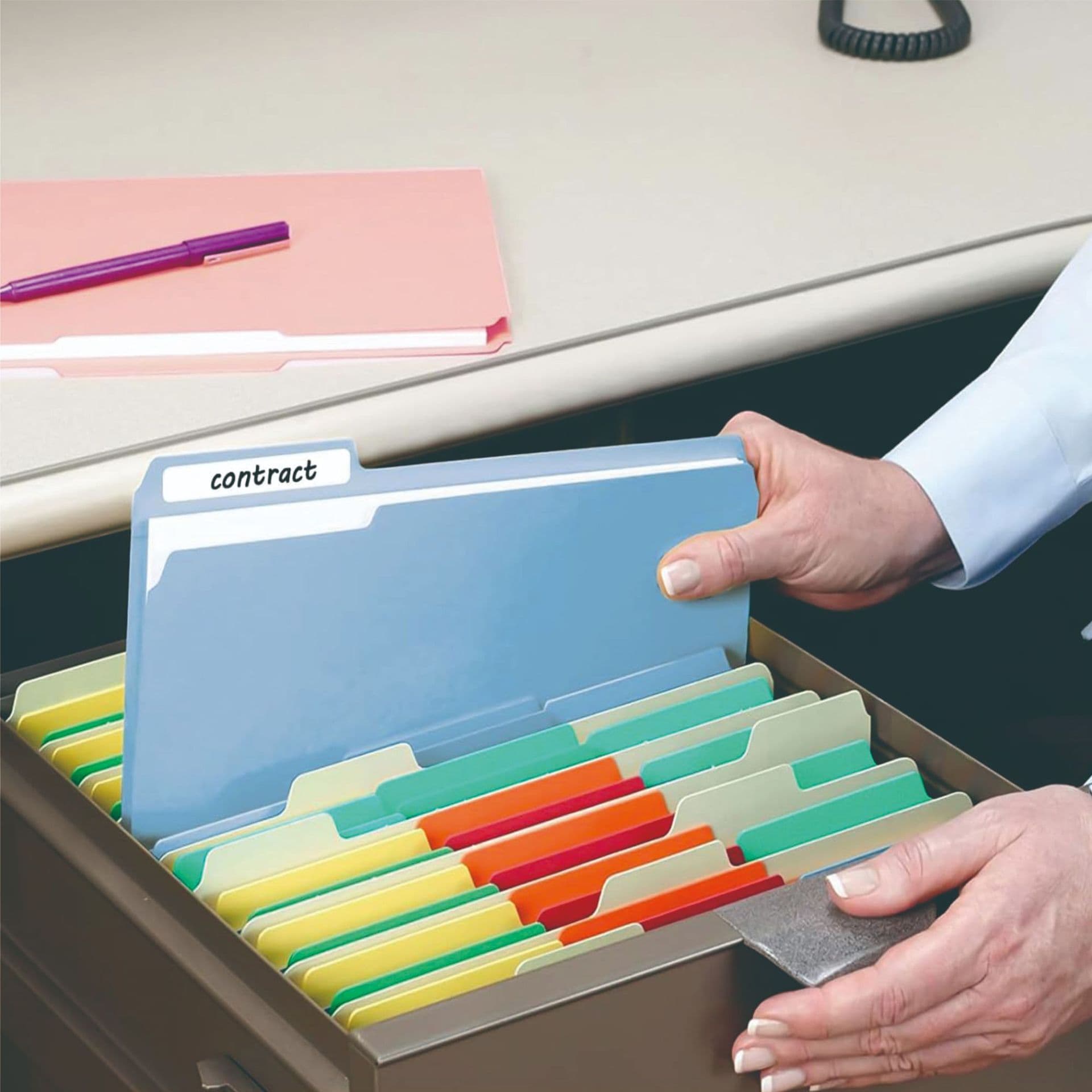 Manila Colorful Five-Color Single-Page File Folder Paper Storage Clip Office Document Classification Three-Level Tab Position US Standard
