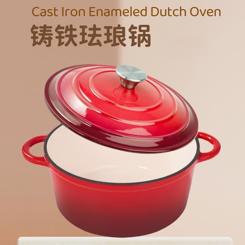 Cross-border enameled cast iron enamel pot uncoated thickened double-eared soup pot stew pot cast iron Dutch oven