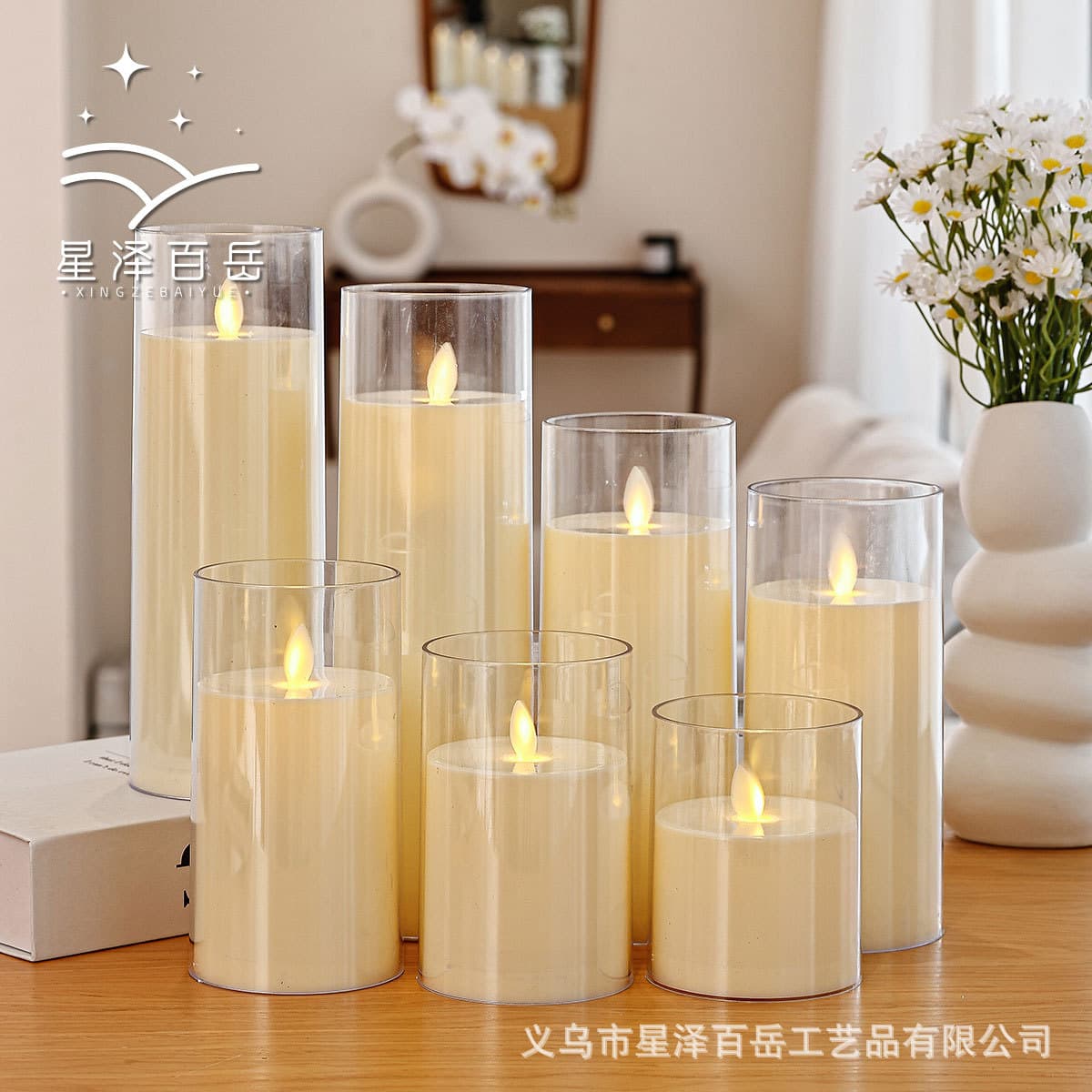 Cross-border LED Electronic Candle Light, Candlelight Concert Script, Wedding Simulation Transparent Plastic Gray Atmosphere Candle