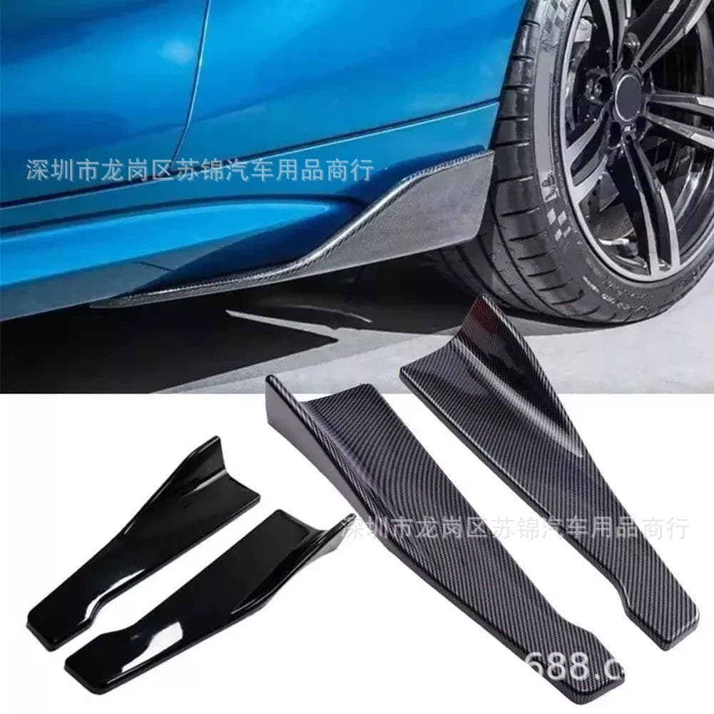 Universal Car Rear Bumper Corner Protector 48cm Guard Plate Gloss Black Rear Diffuser Spoiler Decoration