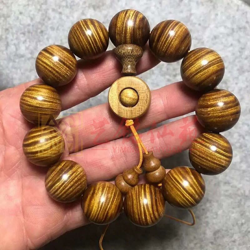 Golden Phoebe 2.0 Bead Bracelet, Golden Phoebe Bracelet, Submerged Wood Water Ripple Shadow Bead Bracelet for Men and Women