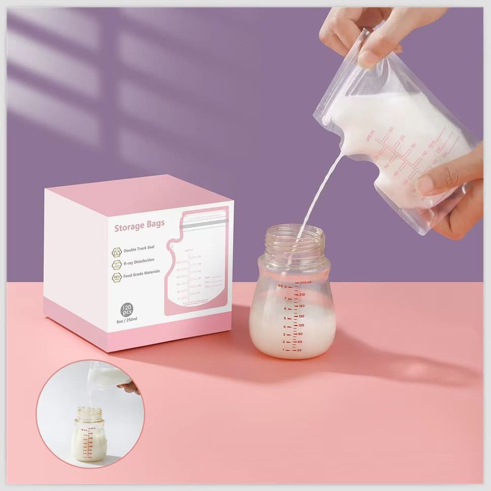 Ready-to-supply 250ml English version breast milk storage bags, 30-piece boxed, 120-piece universal version for cross-border e-commerce freshness bags