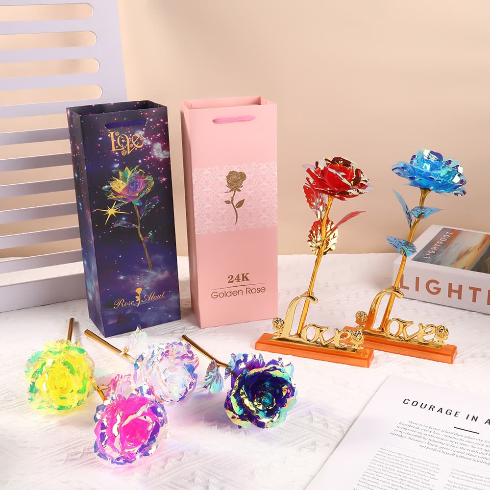 Gold Foil Rose Gift Set Single Gold Foil Artificial Flower Gift Box Teacher's Day Eternal Flower Companion Gift Box