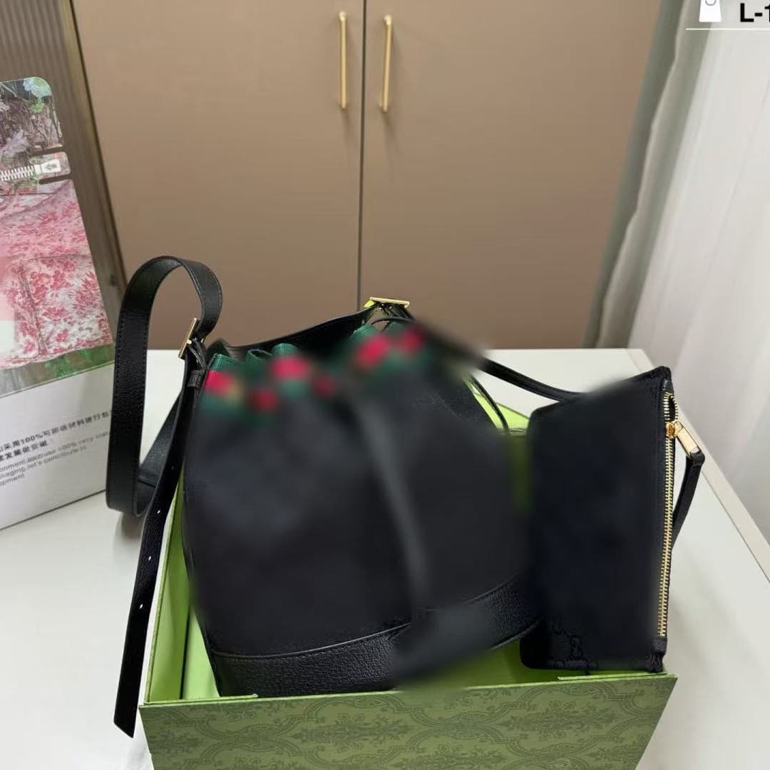 Gucci Women's Bag Korean Style Canvas Niche Design Drawstring Shoulder Crossbody Trendy Fashion Bucket Bag New